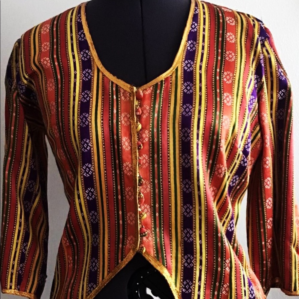 Vintage 1950s Satin brocade Lounge Top M